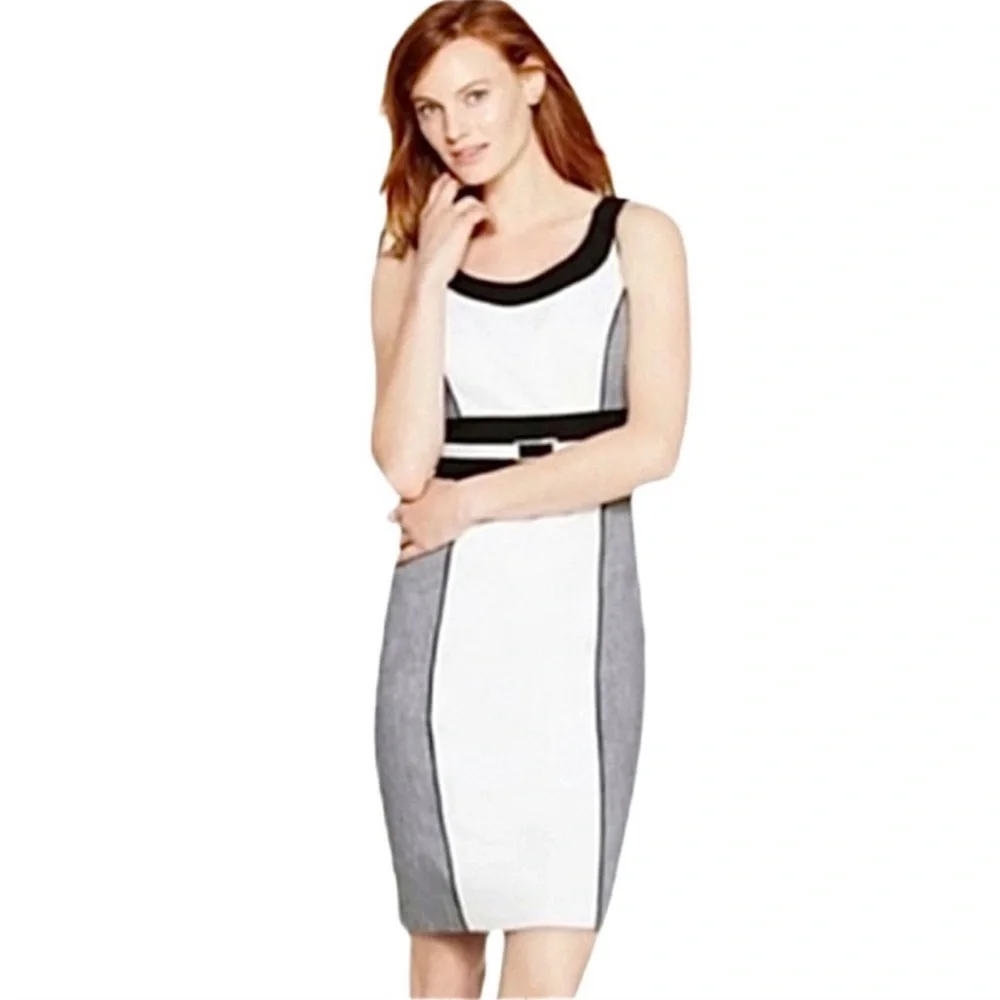 {WHBM} White Gray Black Colorblock Sheath Dress, size 2 - Picture 7 of 12